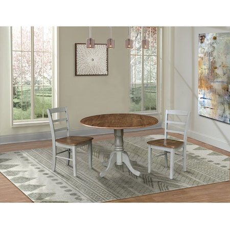 International Concepts 42 in. Dual Drop Leaf Dining Table with 2 Madrid LadderBack Chairs K41-42DP-C2-2